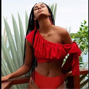 NWT Ochie Las Cuevas ruffled bikini top